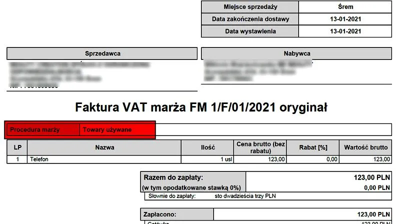 Obliczanie VAT marża
